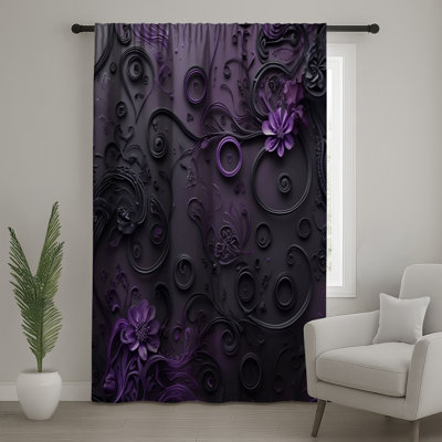 Rideaux à motif floral mauve complexe, voilages et voilages à motif floral - 1 panneau