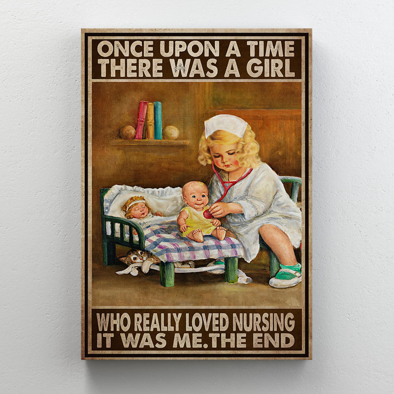 «Nurse Baby And Doll - There Was A Girl Who Really Love Nursing», reproduction d'art graphique sur toile tendue 1 pièce