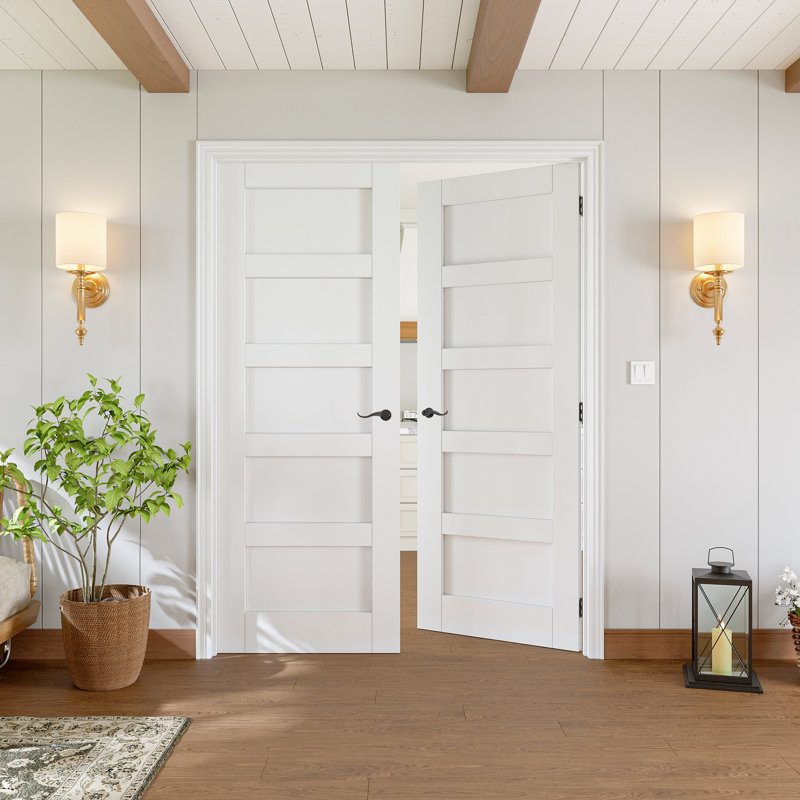 Noyau uni blanc avec 5 portes et 5 panneaux intérieurs, 48 po x 80 po
