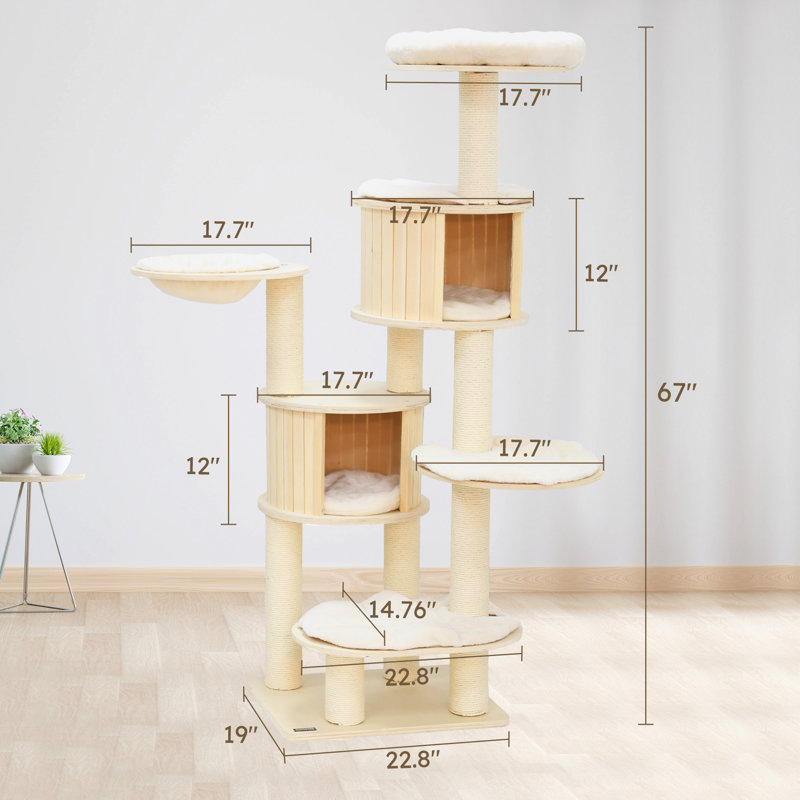 Arbre à chat à niveaux multiples H 67 po avec poteaux à griffer et hamac