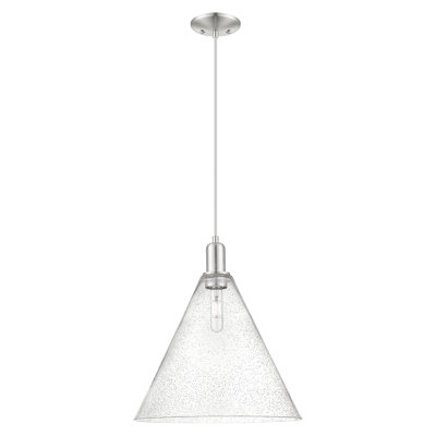Arcadia - Benston - 1 Light 16" Cord Hung Mini Pendant - Brushed Satin Nickel Finish - Seedy Shade