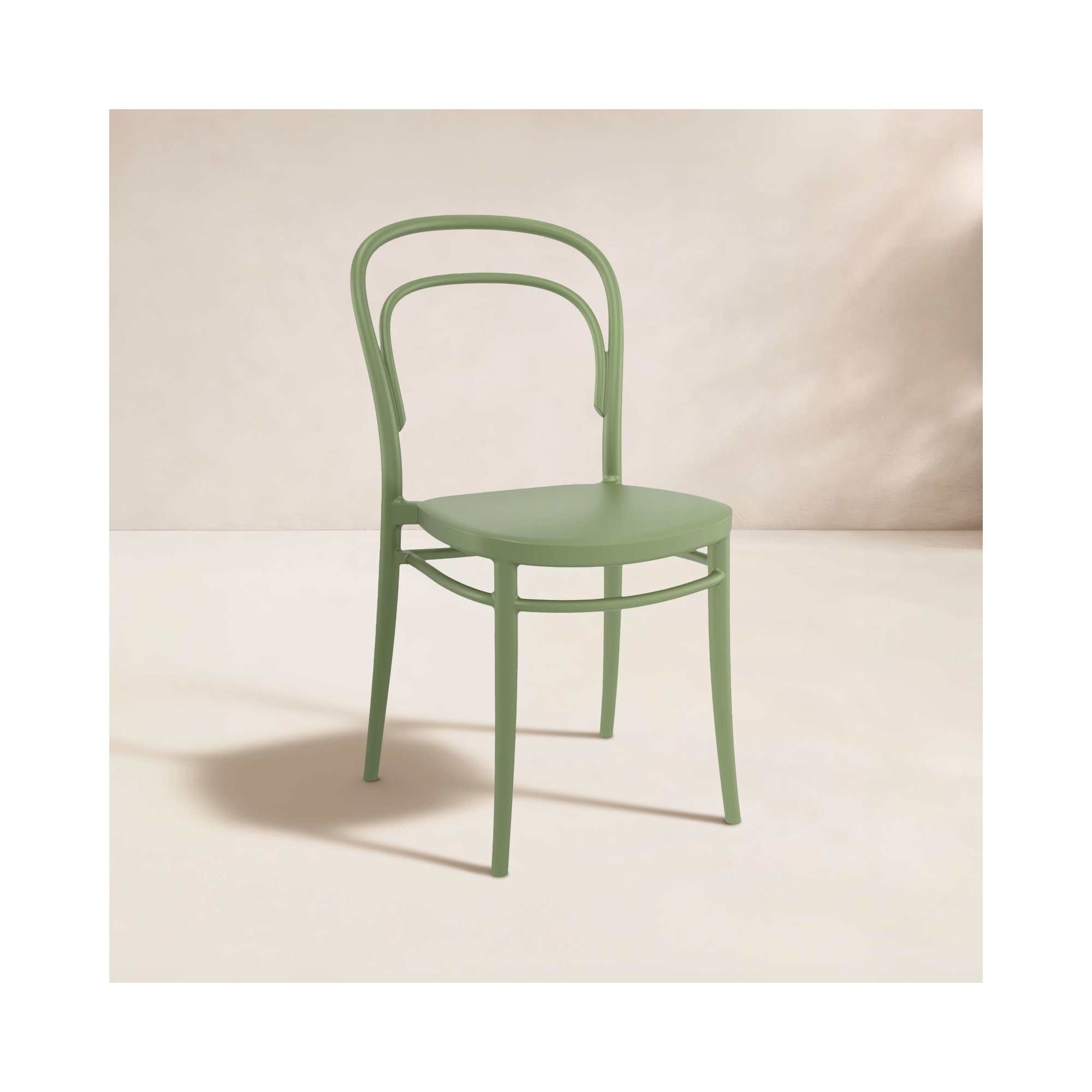 Farrah Stacking Patio Dining Side Chair, Olive Green