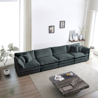 Canapé pour 4 personnes dans des chambres familiales spacieuses, canapé modulaire gratuit, canapé 4 places en tissu chenille confortable, canapé modulaire en chenille