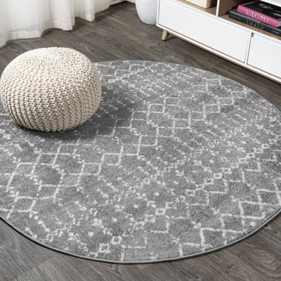 Kateshia Moroccan HYPE Boho Vintage Diamond Gray/Ivory Rug