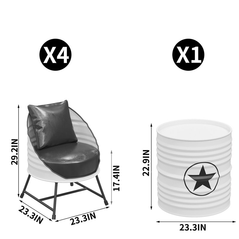 Ranzy Pedestal Dining Set, 5
