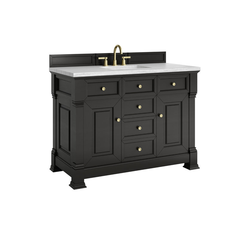 Brookfield 48'' W Single Vanity, Eternal Jasmine Pearl, Widespread, Black Onyx