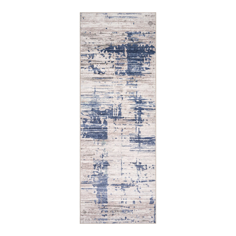 Tapis d'intérieur lavable à la machine HGTV, Bleu, Tapis de couloir 2 pi 2 po x 6 pi