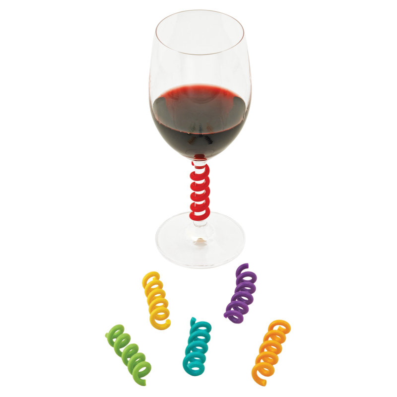 Multicolored Silicone Wine Glass Marker Charms Set of 6
