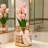 Pink Tulip Crystal Table Lamp With Usb Rechargeable Touch Dimming Light