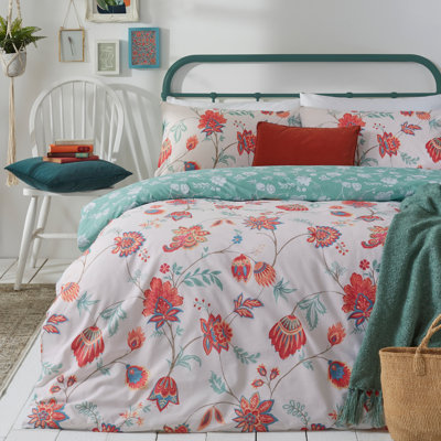 Amreli Cotton Blend, Polyester Floral Duvet Cover Set with Pillowcases