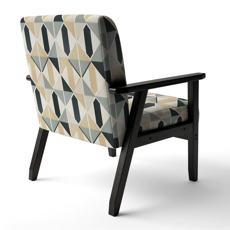 Neutral Space - Chaise rembourrée avec accoudoirs traditionnels et motif damassé