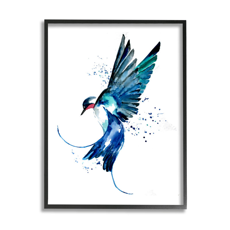 «Blue Bird Flying Wings» par Sebastian Grafmann, Giclée encadrée noir minuit, H 14 po x l 11 po x P 1,5 po