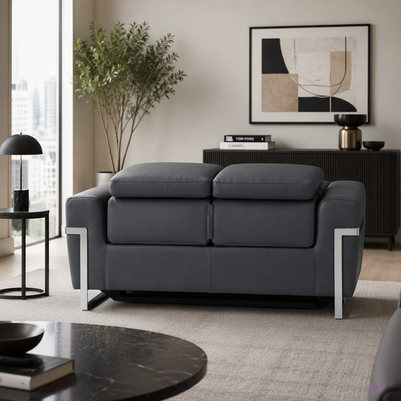 Cuir grainé avec fauteuil inclinable Global United, Blanc