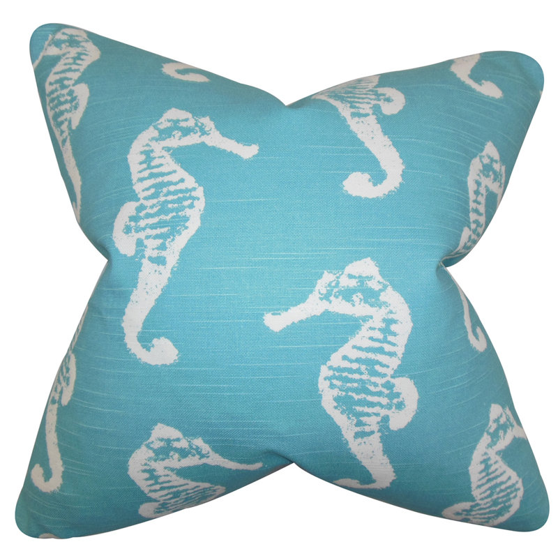 Coussin décoratif en coton 100% jolyon, Bleu, H 18 po x l 18 po