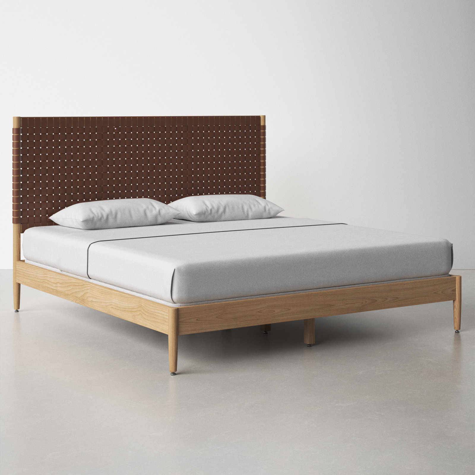 Tamita Leather Bed, King, Brown/Natural