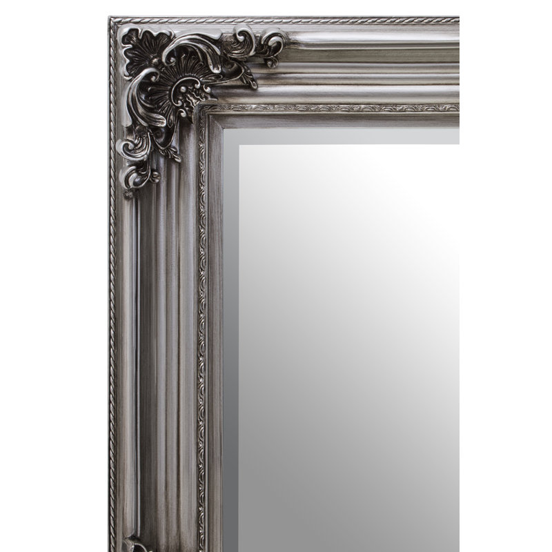 Lora Manufactured Solid Wood Rectangle Mirror, Silver