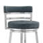 Chaise de bar pivotante 26 po en similicuir bleu et argent et acier inoxydable