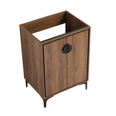Meuble-lavabo de 24 po sans lavabo supérieur, armoire de rangement moderne, 2 portes à fermeture douce, bois d'ingénierie, installation sans effort avec les portes. Preuve, facile à entretenir. Américain