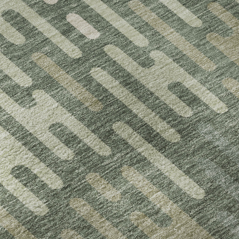 Tapis abstrait lavable à la machine Premium, Basil, 5' x 7'6"