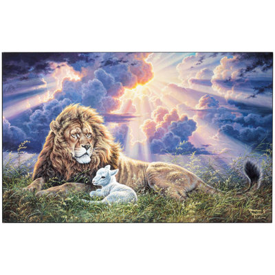 Plaque murale lion agneau paix 22 x 14