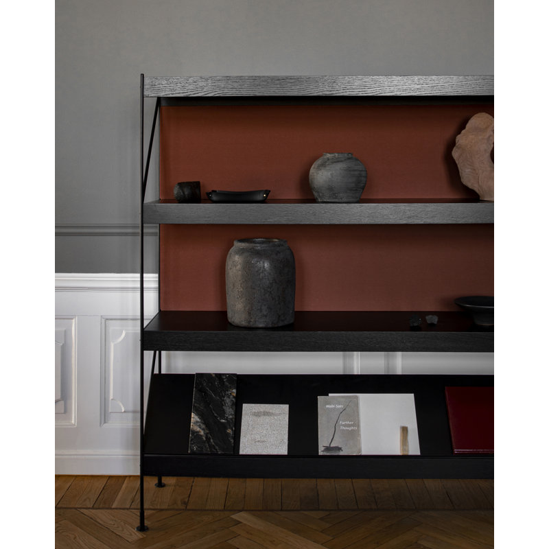 Zet Bookcase, (4 Shelves) 62.2" H x 60.2" W x 15.7" D, Black Oak