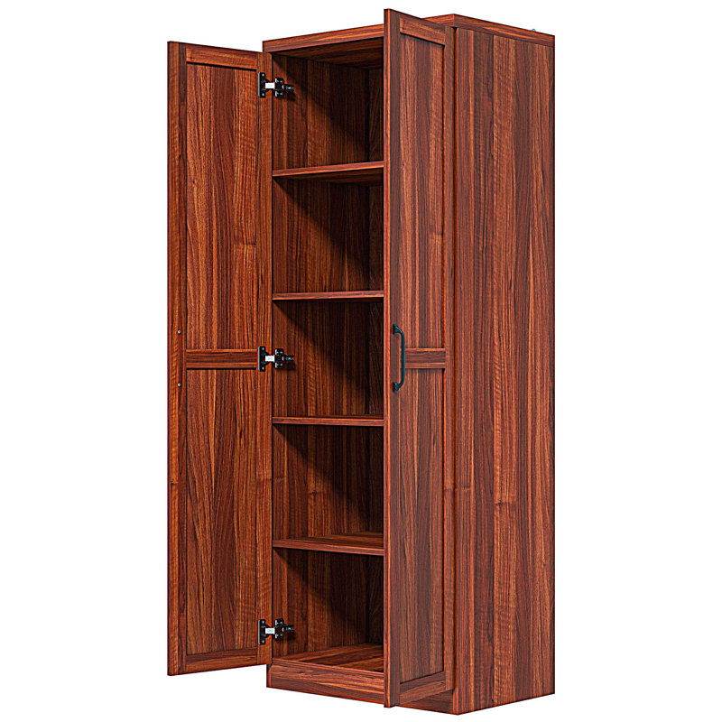 Armoire de cuisine 63 po à 2 portes, armoire de rangement autoportante avec 5 tablettes et 2 tablettes réglables