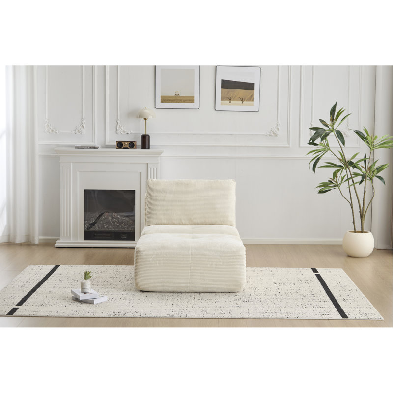 Canapé modulaire en mousse à mémoire de forme moderne, méridienne simple pour le salon, canapé modulaire Cloud pour animaux de compagnie, tissu en velours côtelé, repose-pieds mobile, aucun assemblage requis, beige