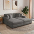 Ensemble de canapé-lit modulaire rembourré 4 pièces en velours côtelé gris clair avec fauteuils et repose-pieds amovibles