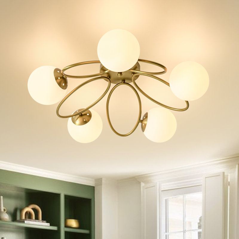 Plafonnier semi-encastré 5 lumières Mid-Century Ellipse