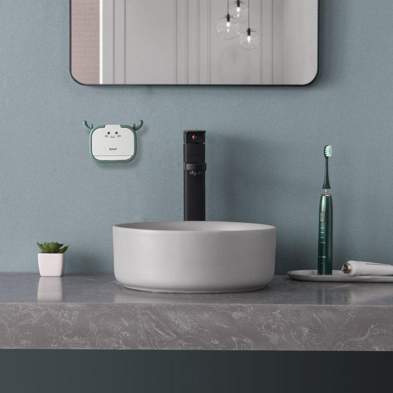 Ensemble de lavabo de salle de bain rond classique en céramique 11 13/16 po - hauteur 4 1/8 po, avec adorable boîte à savon et drain de 1 1/4 po - Idéal pour les salles de bain de petite taille