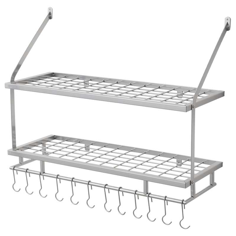 Iron Wall Mounted Pot Rack, Silver