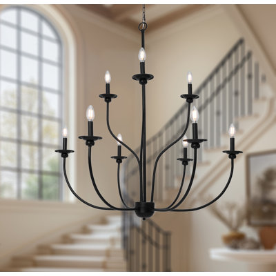 9-light 39"W Candle Style Classic Chandelier