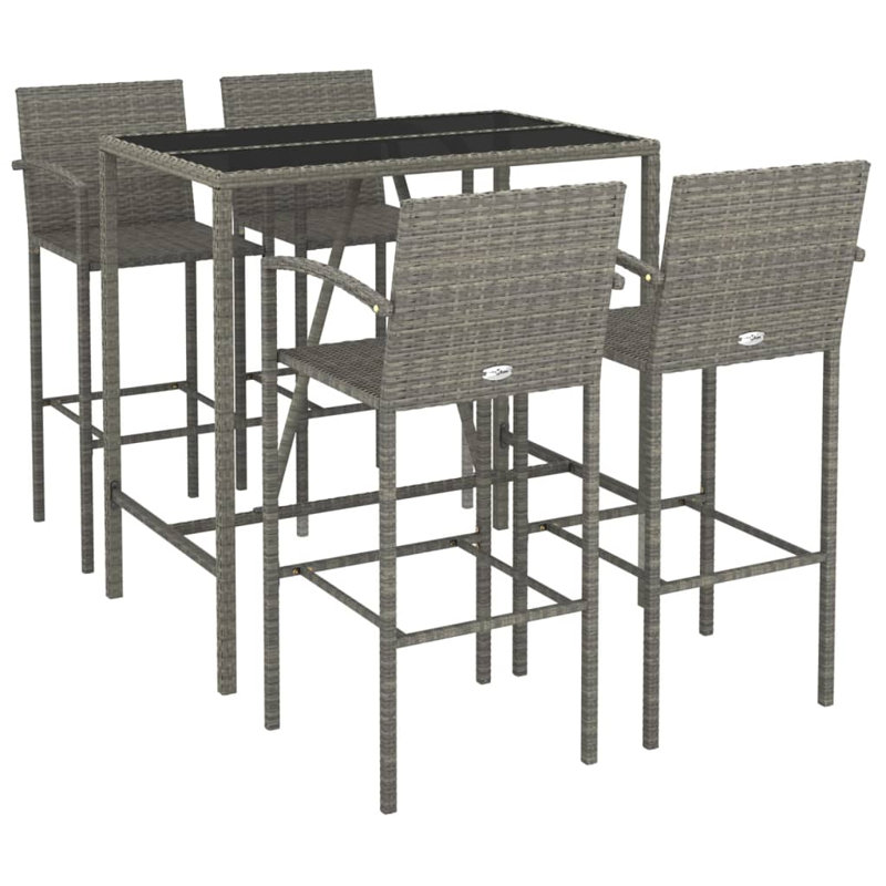 Patio Dining Set with, Grey; Black, 5, Grey, 4
