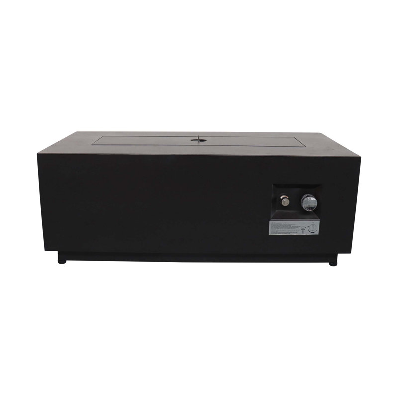 16" H x 42" W Steel Outdoor Fire Pit Table with Lid, Black
