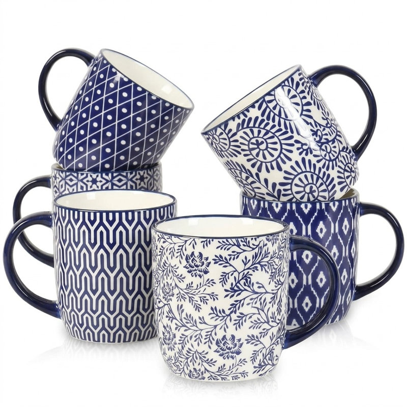 Ensemble de 6 tasses à café 10 oz avec poignée et lave-vaisselle allant au micro-ondes