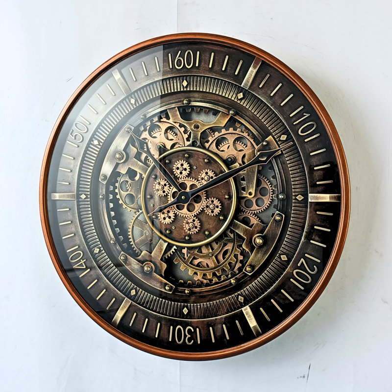 THE GEARS CLOCK Wall Clock with Real Moving Gears FI-LI_ 24 in Round VANTAA