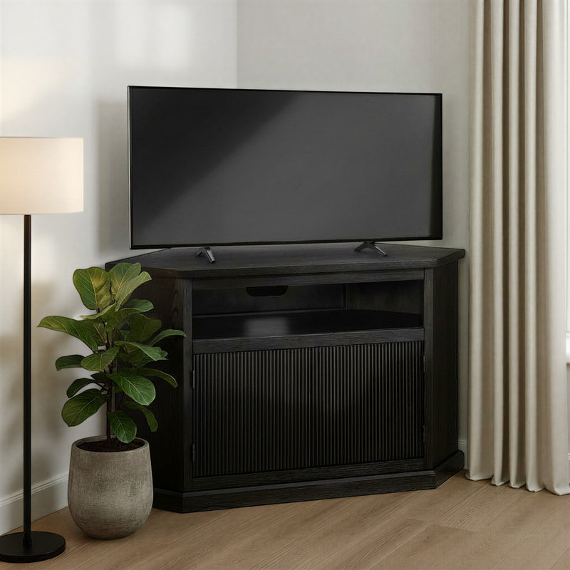 Meuble télé d'angle chêne, Chêne noir fumé