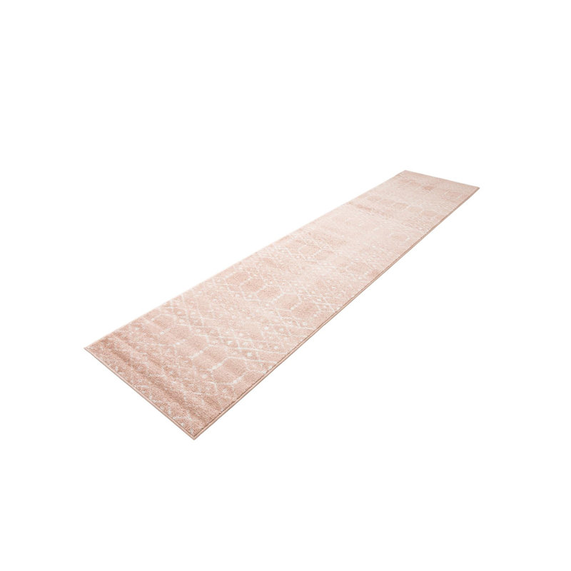 Zoey Geometric Rose Pink Area Rug, Runner 2'7" x 12'