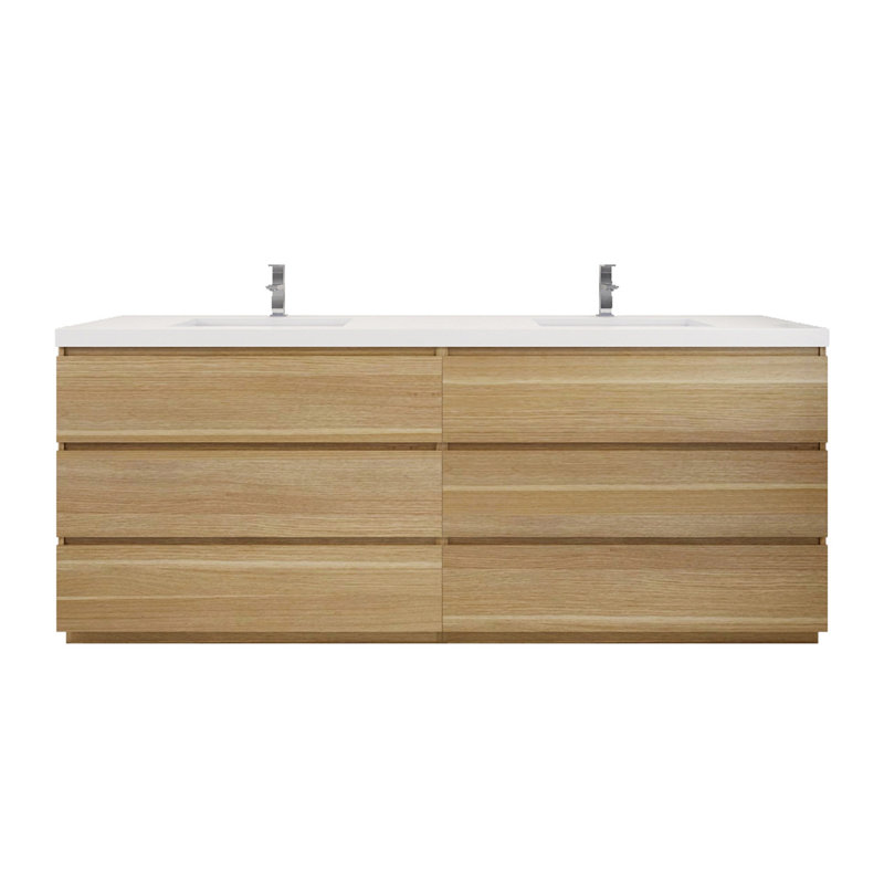 Ensemble de meuble-lavabo double 84 po Ferrari, Chêne blanc