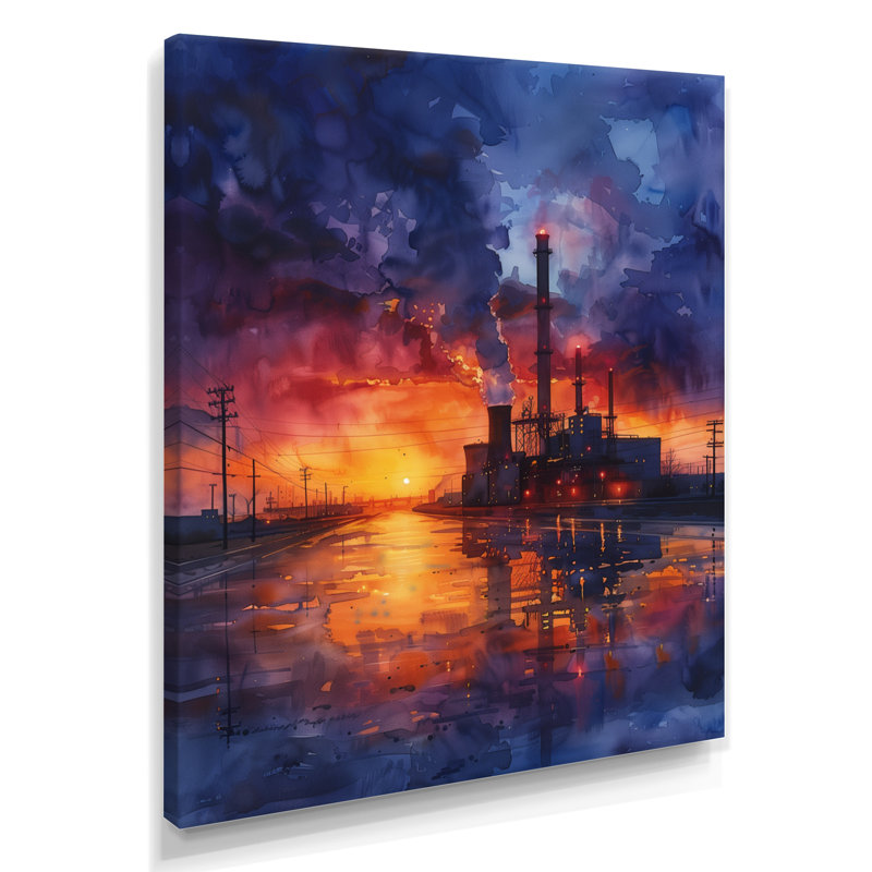 Décoration murale jaune et mauve électrique Eclipse - Centrales électriques, Toile tendue, H 12 po x l 20 po