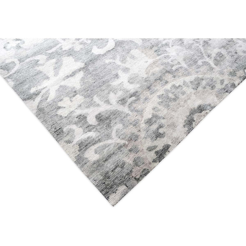 Tapis gris de haute qualité noué à la main, Rectangle 8 pi x 10 pi