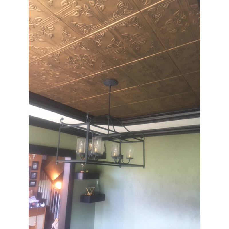 Tuile de plafond en polystyrène collé 1,6 pi x 1,6 pi Ivy Leaves, Bronze antique