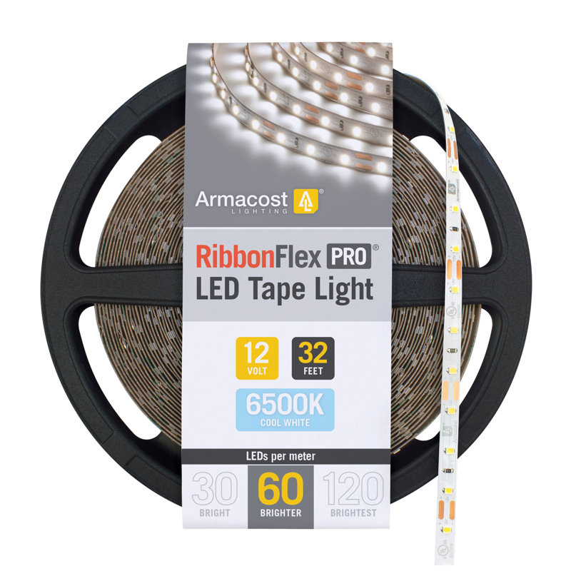 RibbonFlex Pro, 12 V, 6 500 K, 60 DEL / M, IP20, 10 M de bande pour éclairage sous l'armoire