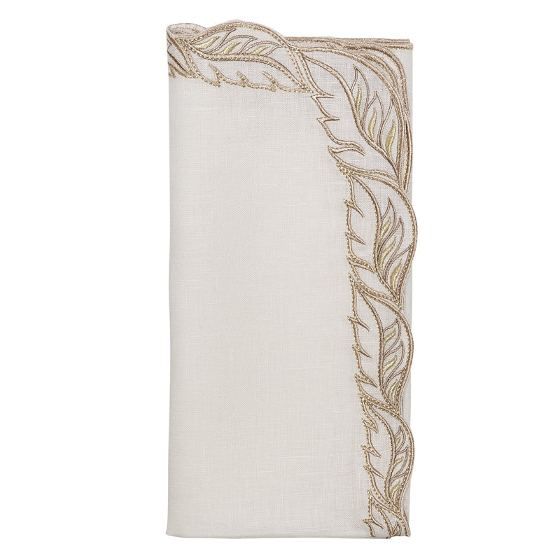 Winding Vines Napkin, White/Natural
