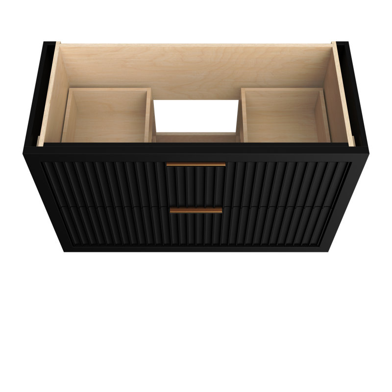 Lecrieú Two-Drawer Single Bath Vanity, Noir, Champagne Bronze, 48"