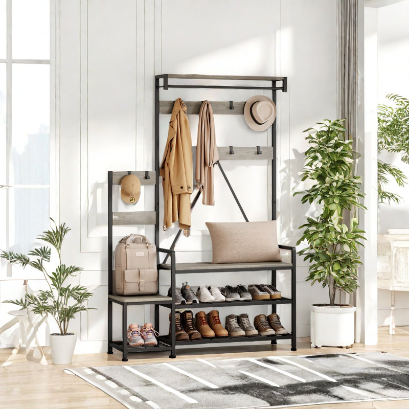 Hall Tree 113cm Wide, Brown/Grey