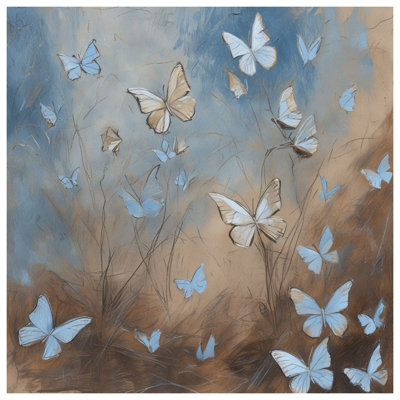 Blue Brown Butterflies Wall Tapestry - Butterflies Wall Decor