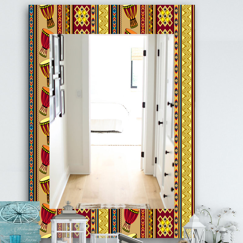 Miroir de salle de bain/meuble-lavabo beckground tambour africain, H 24 po x l 32 po