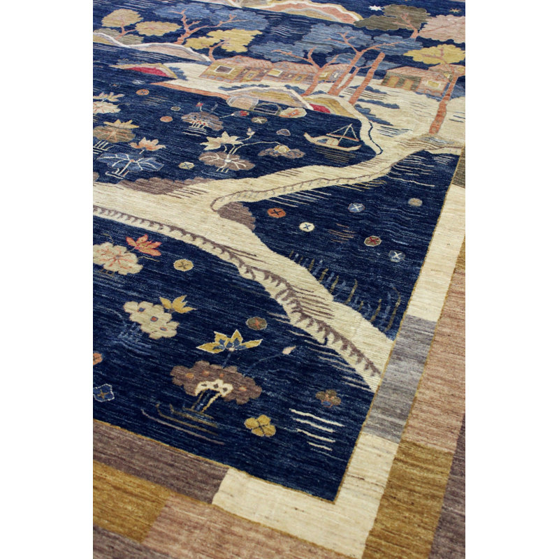 New Turkmen Afghan One-of-a-Kind Rectangle 9'3" X 11'9" Area Rug