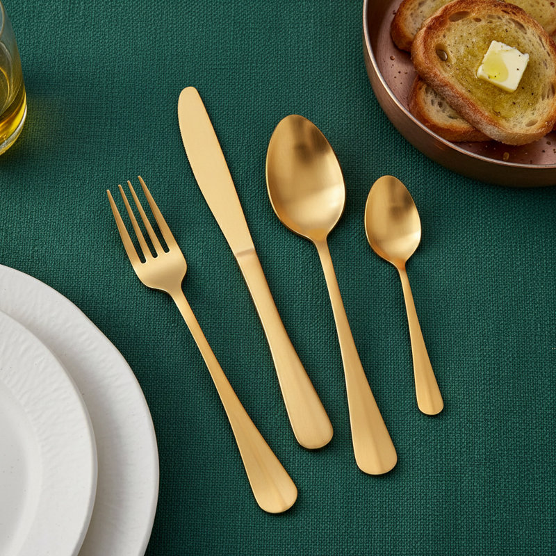 ROYALFORD 4 Piece Stainless Steel Cutlery Set , Service for 4, Gold